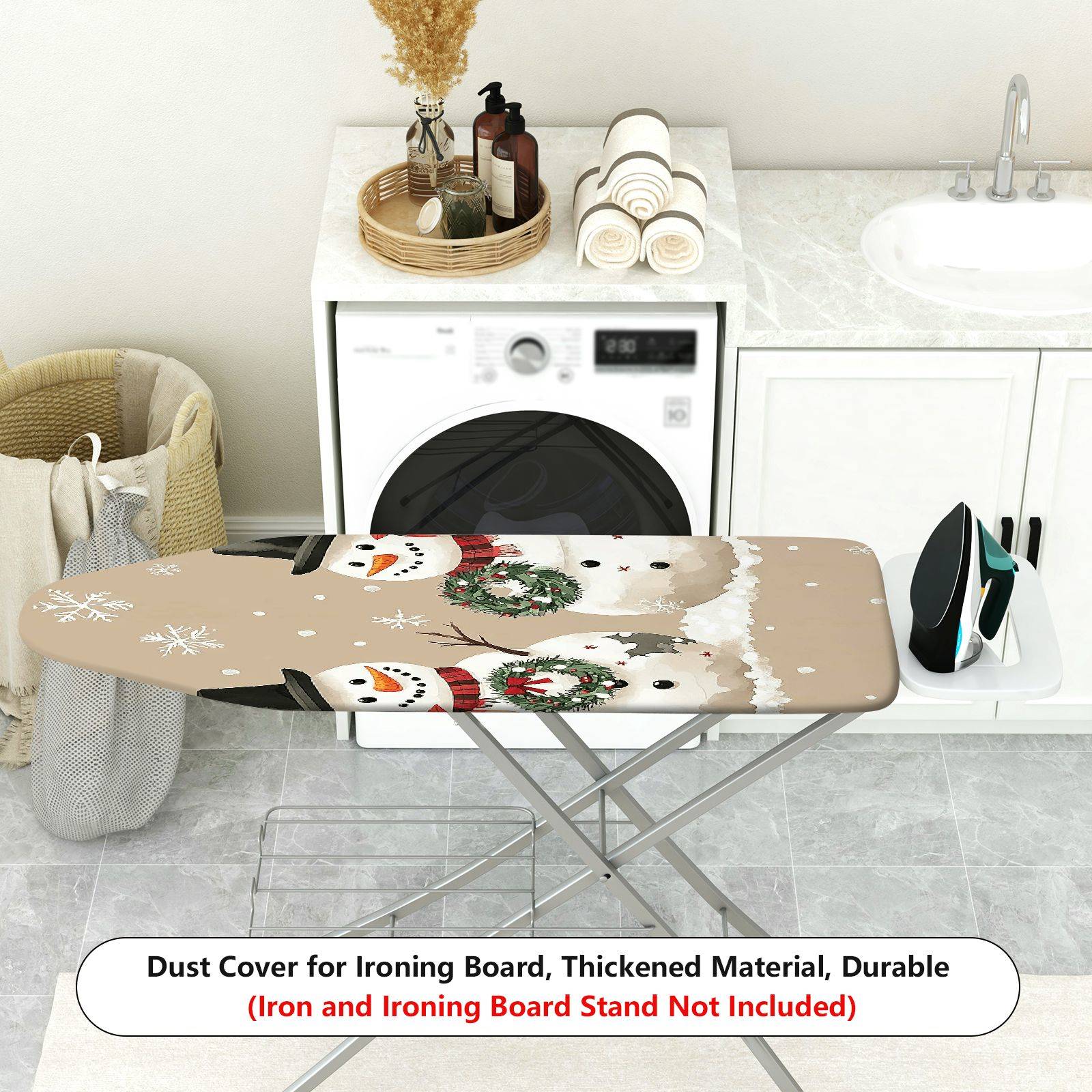 1-Piece Snowman Christmas Festive  Ironing Board Cover, Universal Size, Without Board