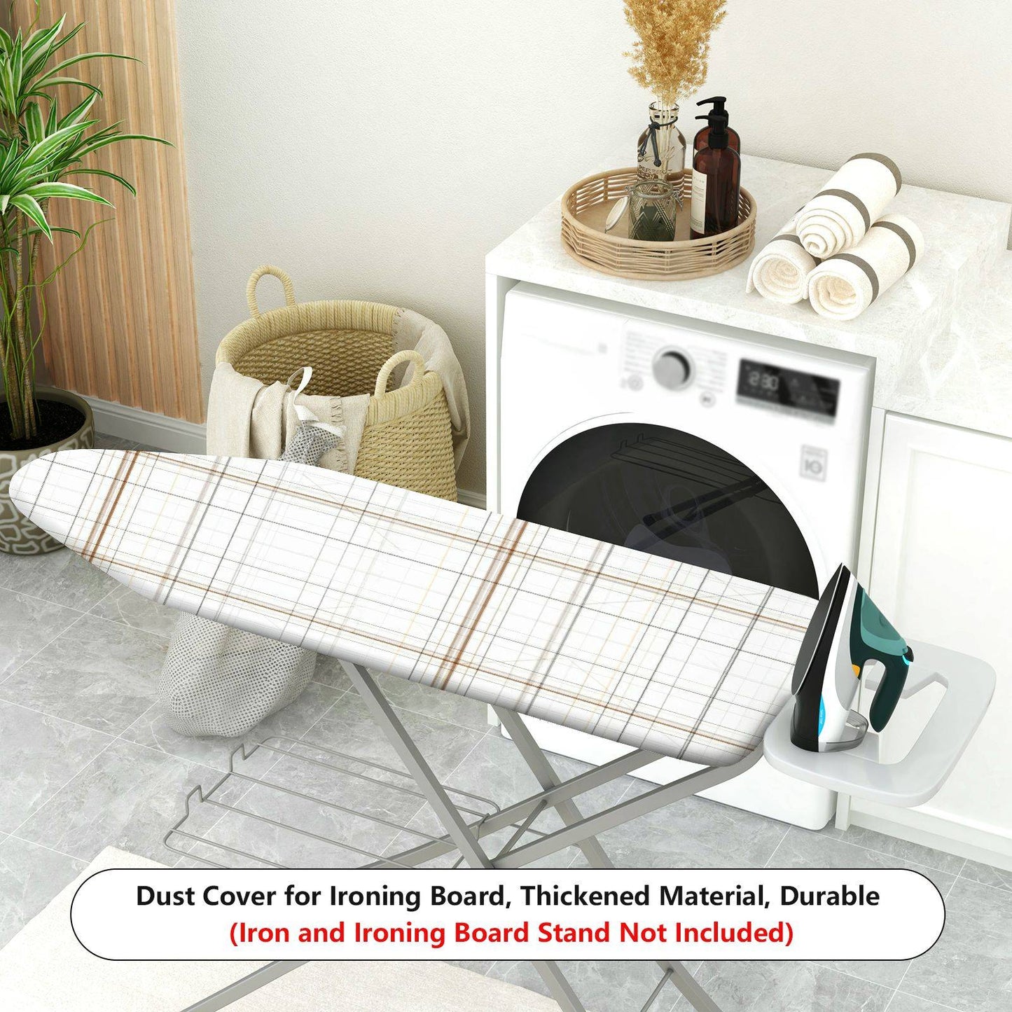 1-Piece Plaid Grid Pattern White Theme  Ironing Board Cover, Universal Size, Without Board