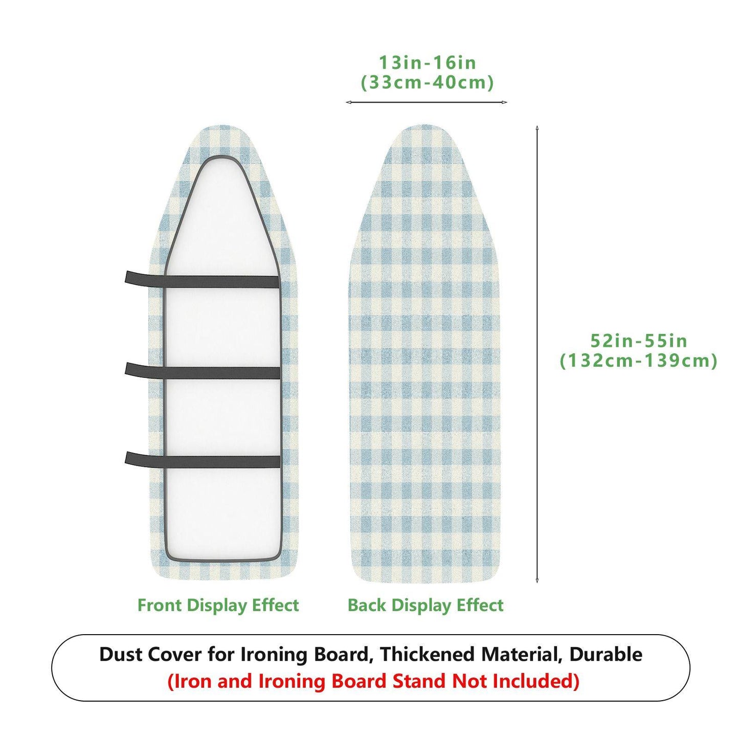 1-Piece Blue Plaid Checkered Classic  Ironing Board Cover, Universal Size, Without Board