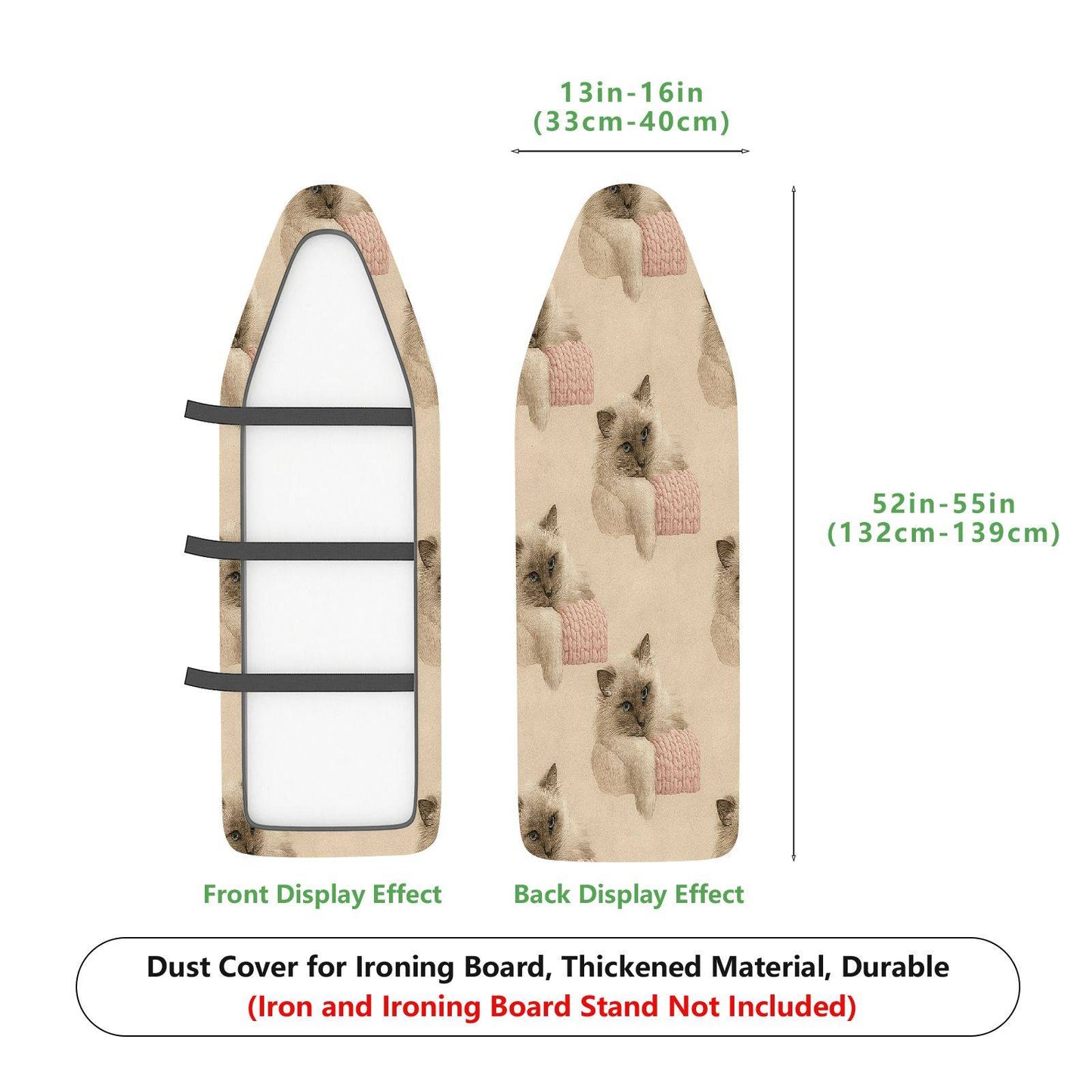 1-Piece Cat Knitting Beige  Ironing Board Cover, Universal Size, Without Board