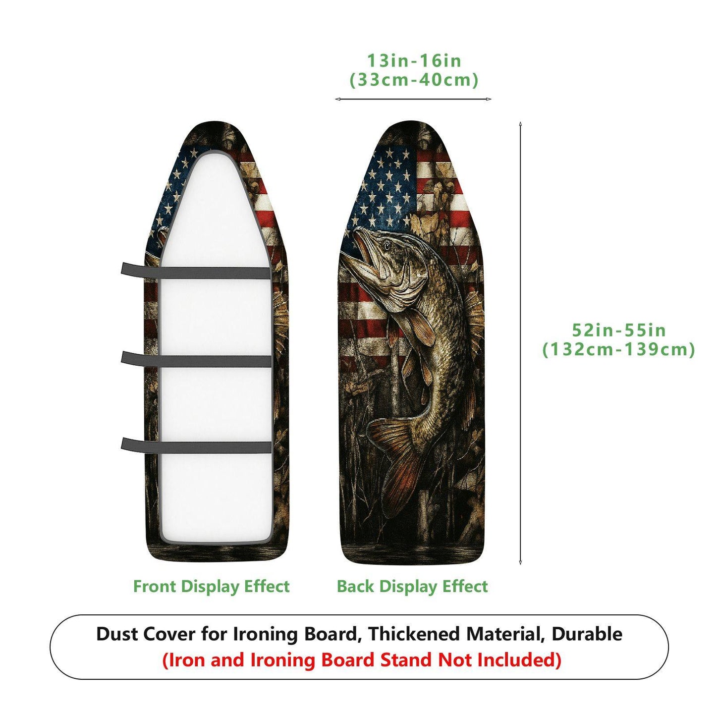 1-Piece American Fish Flag  Ironing Board Cover, Universal Size, Without Board