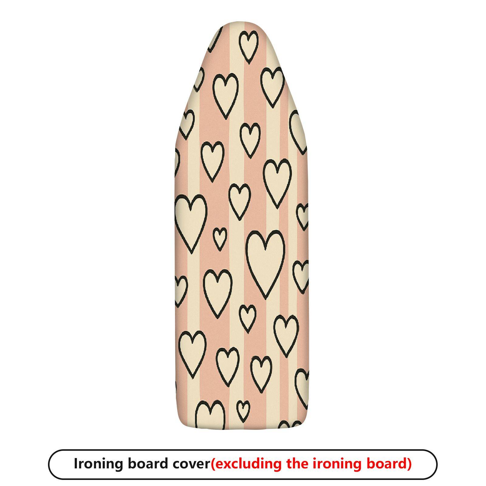 1-Piece Heart Pattern Pink Beige Striped  Ironing Board Cover, Universal Size, Without Board