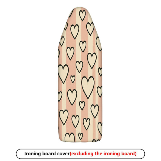 1-Piece Heart Pattern Pink Beige Striped  Ironing Board Cover, Universal Size, Without Board