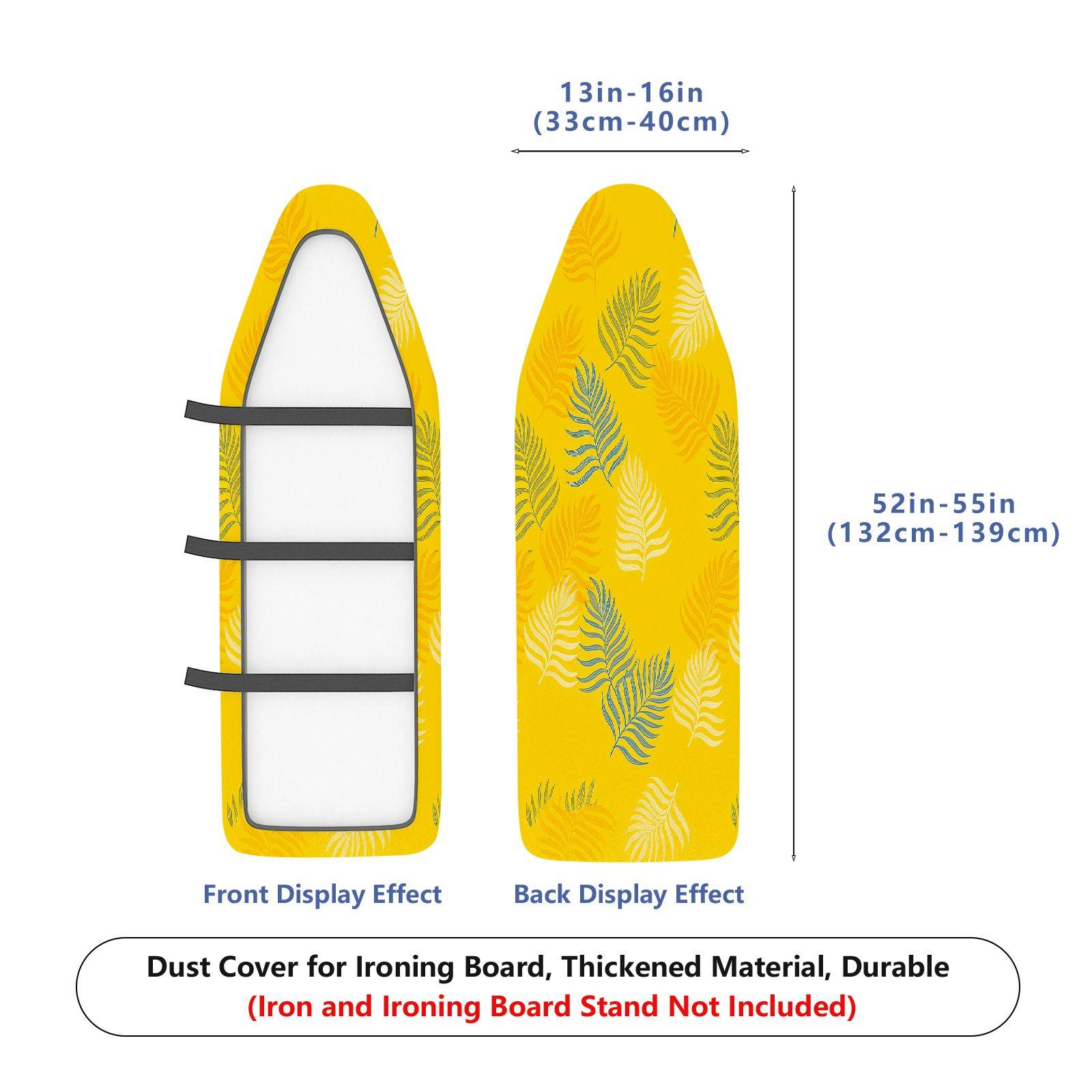 1-Piece Yellow Leaf Pattern Vibrant Tropical  Ironing Board Cover, Universal Size, Without Board