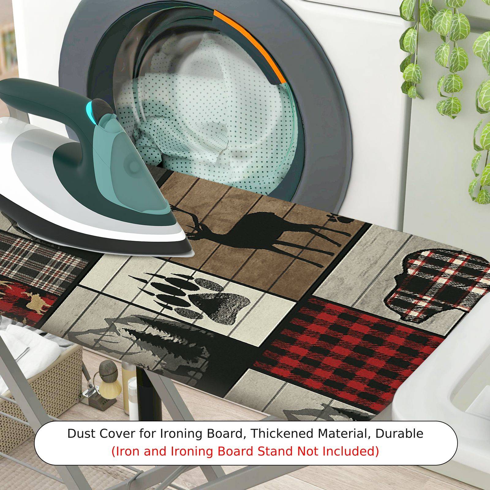 1-Piece Plaid Deer Pattern Patchwork  Ironing Board Cover, Universal Size, Without Board