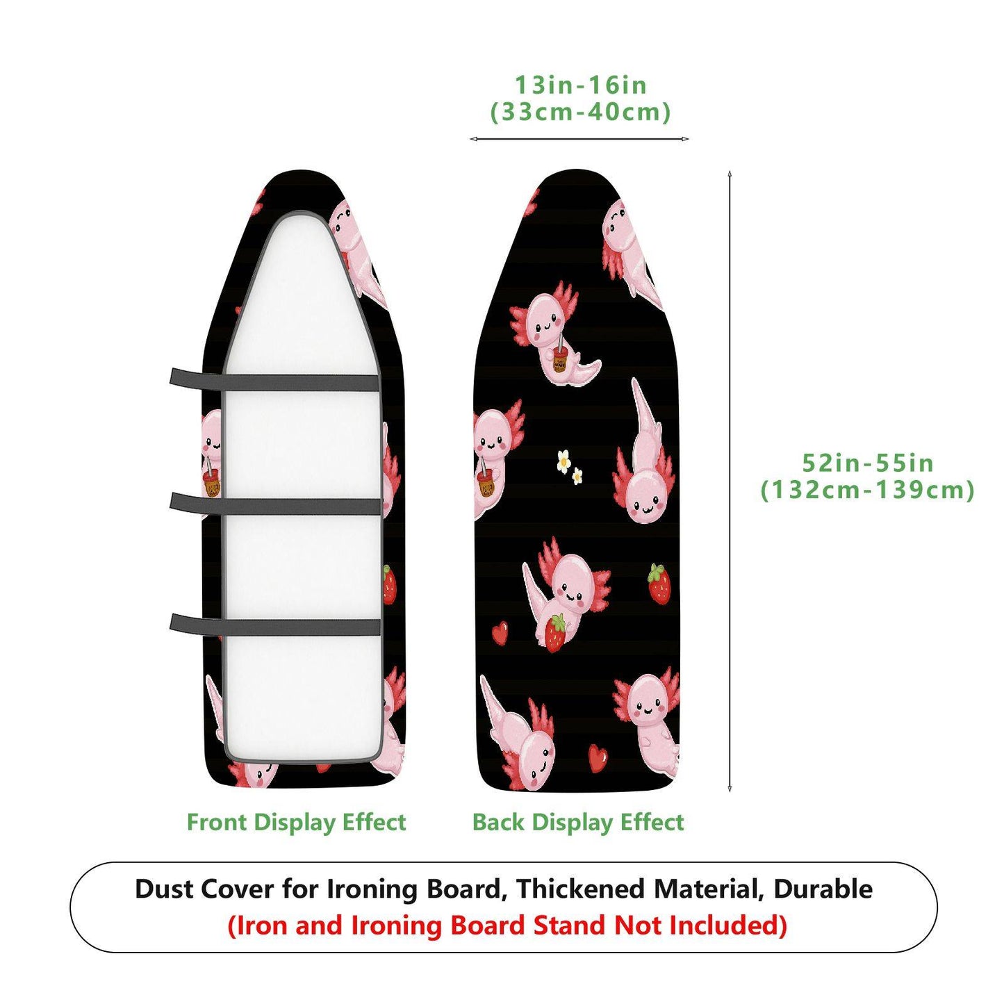 1-Piece Cute Axolotl Strawberry Floral  Ironing Board Cover, Universal Size, Without Board