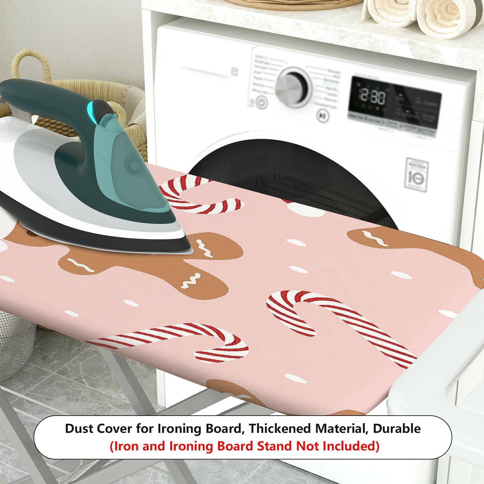 1-Piece Christmas Gingerbread Candy Cane  Ironing Board Cover, Universal Size, Without Board