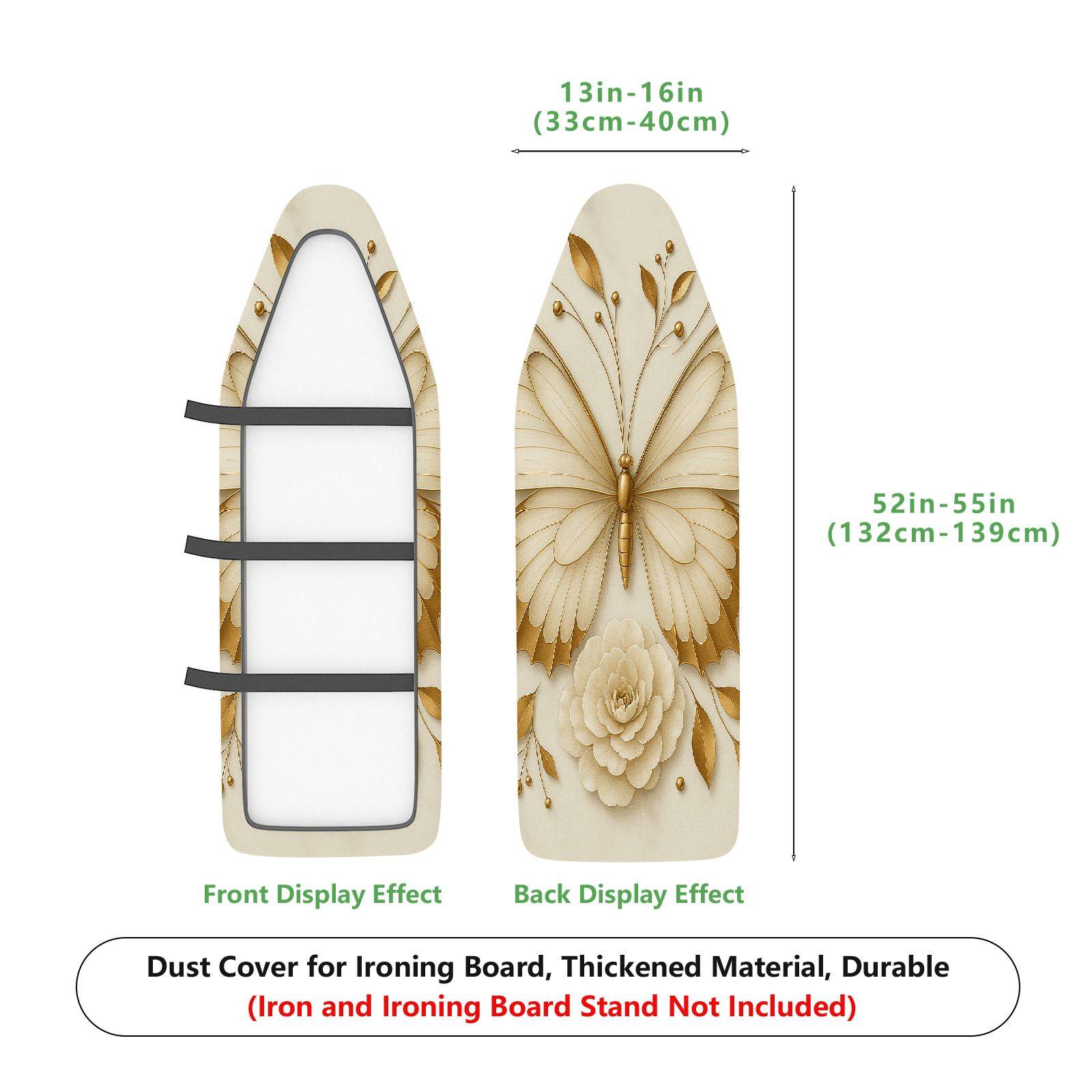1-Piece Butterfly Floral Beige  Ironing Board Cover, Universal Size, Without Board