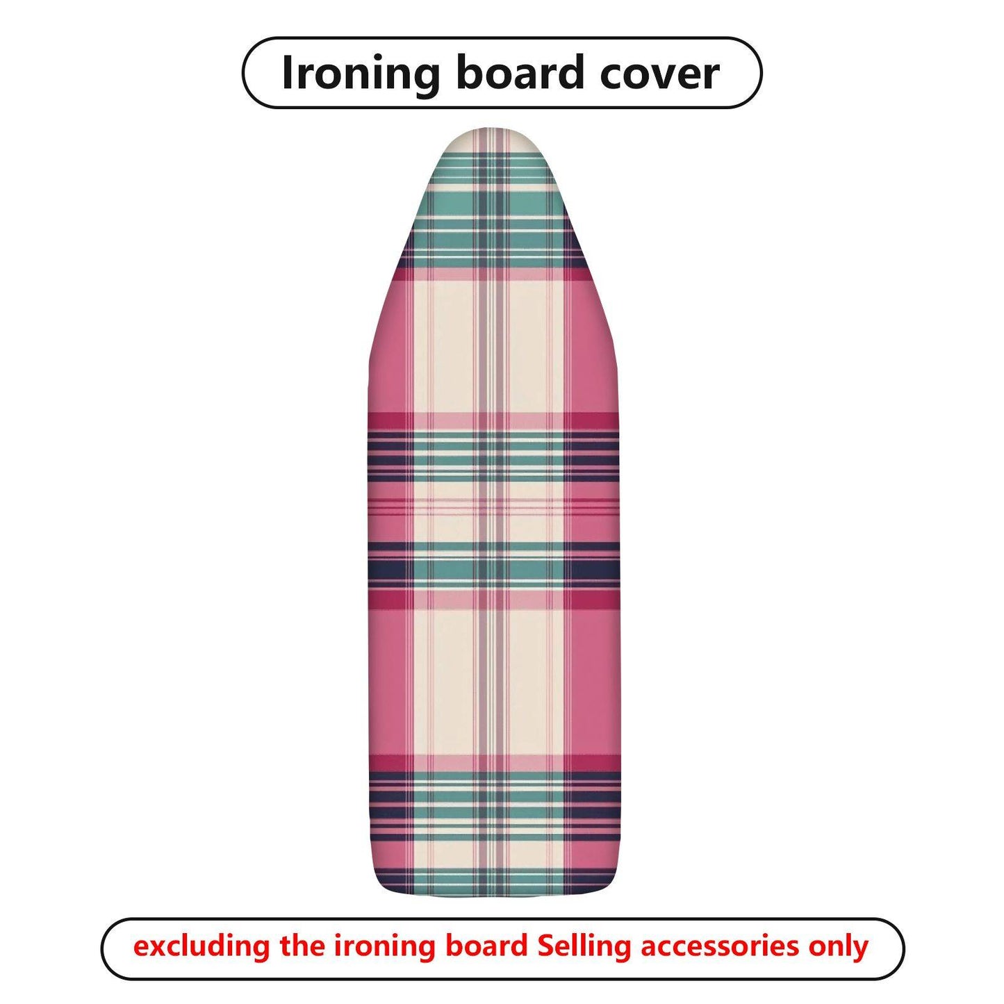 1-Piece Plaid Pink Green  Ironing Board Cover, Universal Size, Without Board