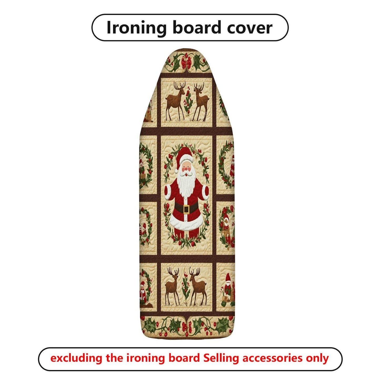 1-Piece Christmas Santa Reindeer  Ironing Board Cover, Universal Size, Without Board