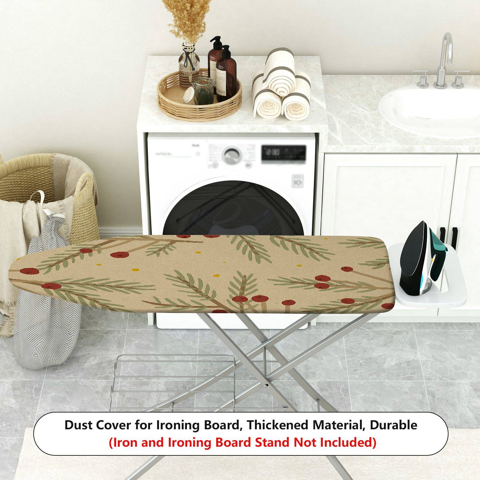 1-Piece Christmas Pine Berry Pattern  Ironing Board Cover, Universal Size, Without Board