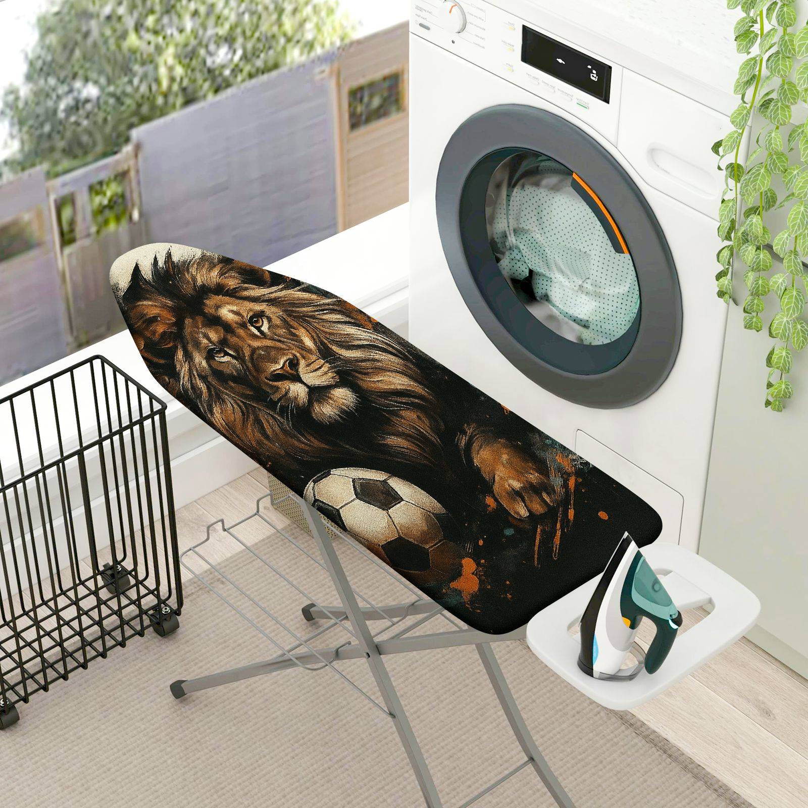 1-Piece Lion Soccer Art  Ironing Board Cover, Universal Size, Without Board