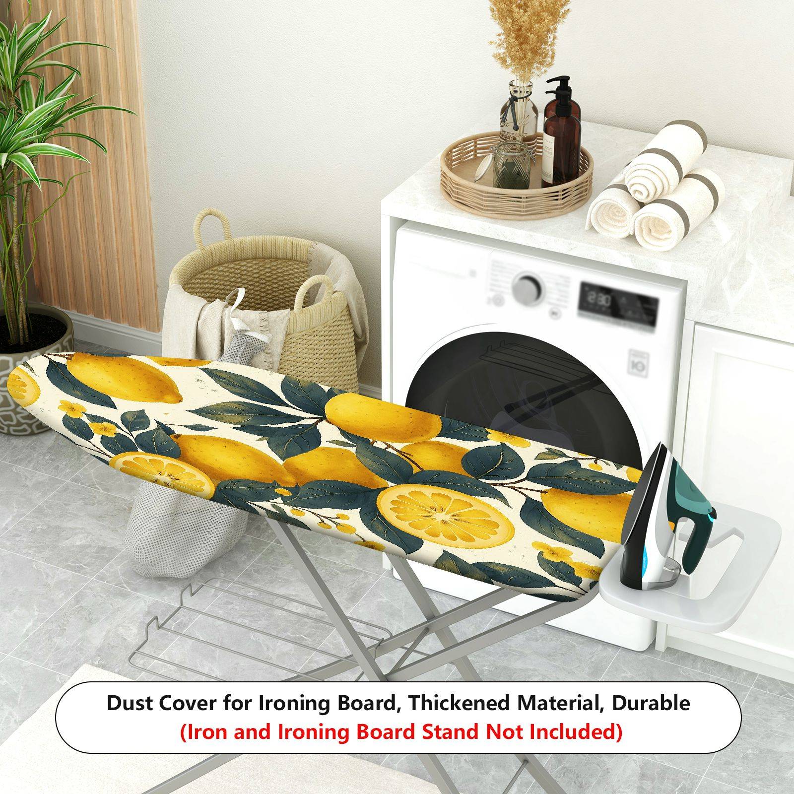 1-Piece Lemon Fruit Floral Yellow  Ironing Board Cover, Universal Size, Without Board