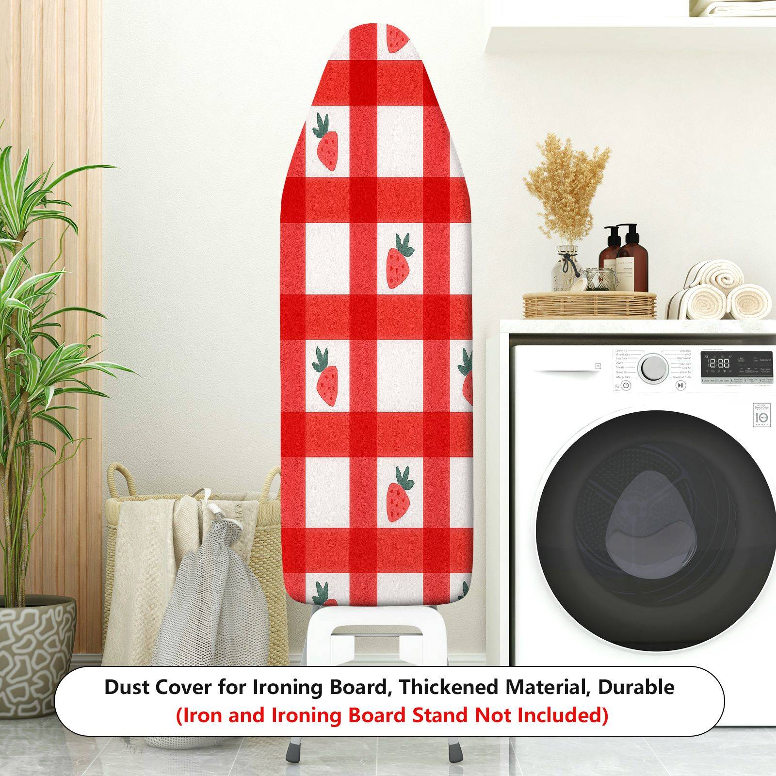 1-Piece Strawberry Plaid Red  Ironing Board Cover, Universal Size, Without Board