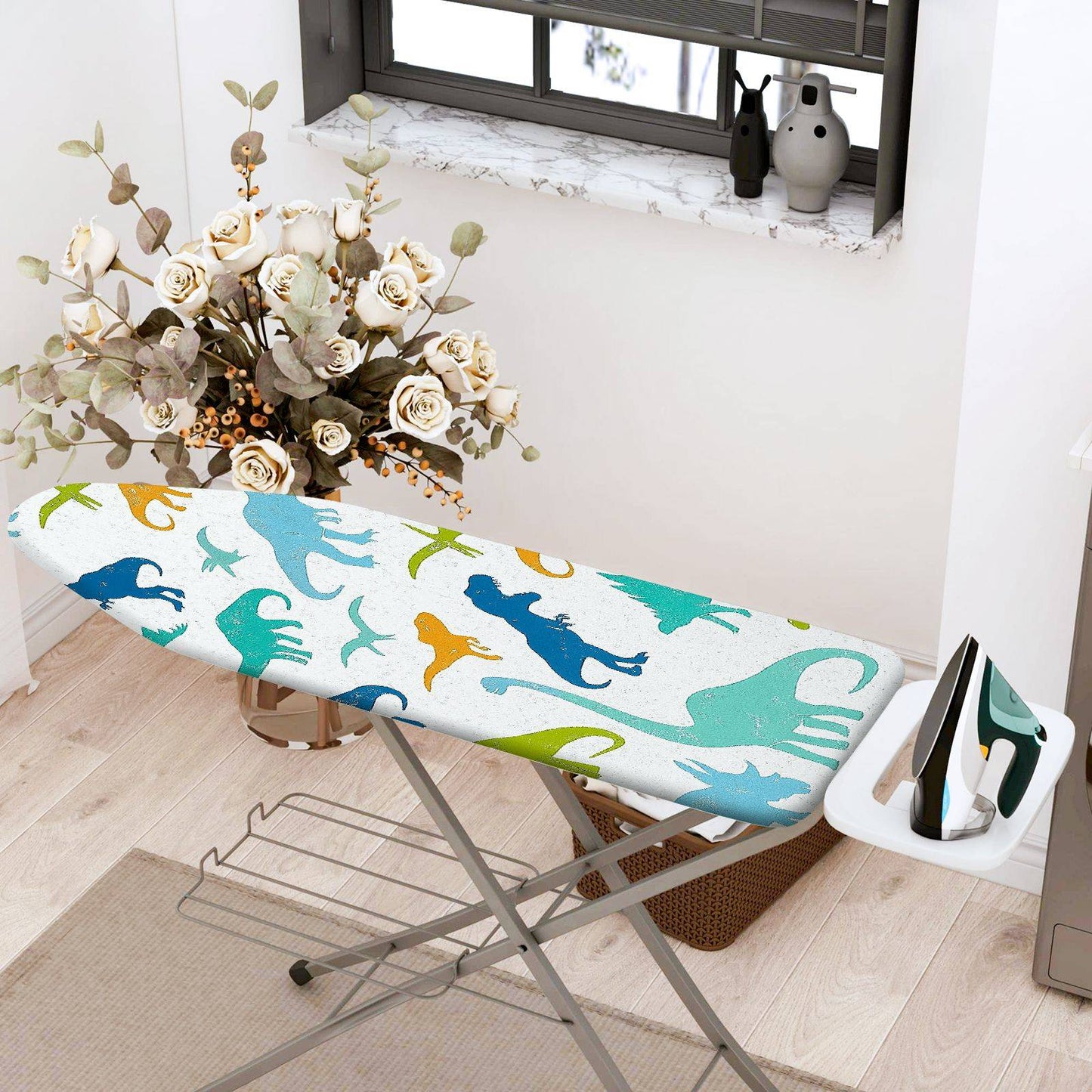 1-Piece Dinosaur Colorful Fun  Ironing Board Cover, Universal Size, Without Board