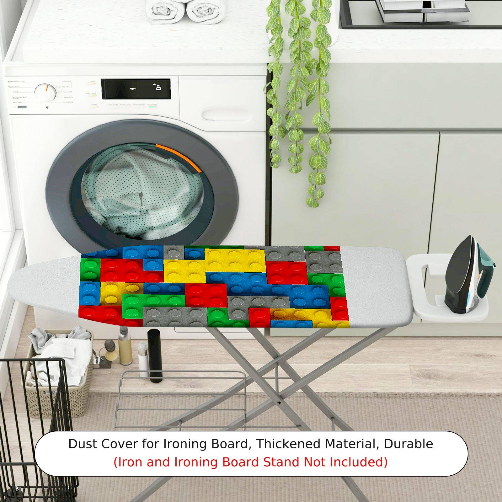 1-Piece Colorful Blocks Pattern Fun Playful  Ironing Board Cover, Universal Size, Without Board