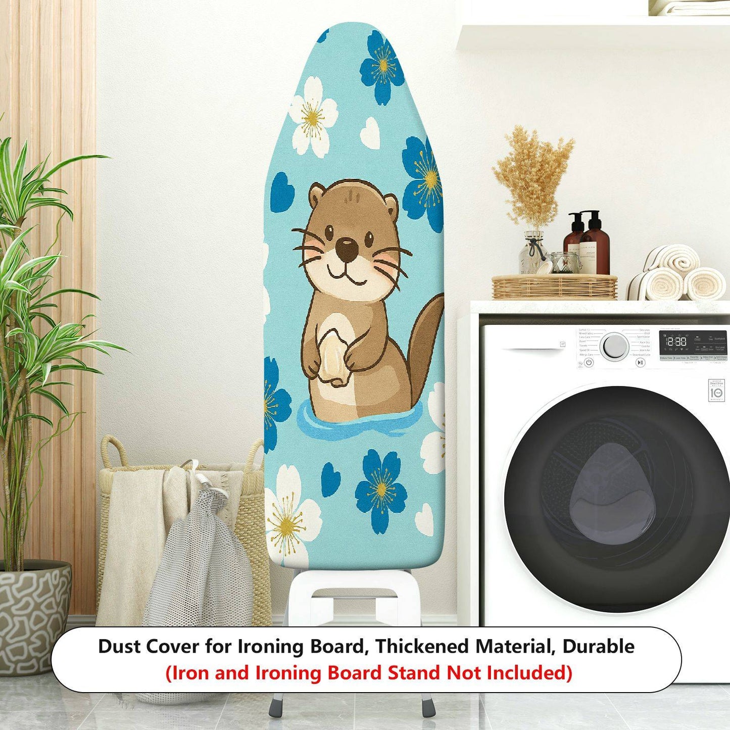 1-Piece Cute Otter Flower Pattern Blue  Ironing Board Cover, Universal Size, Without Board