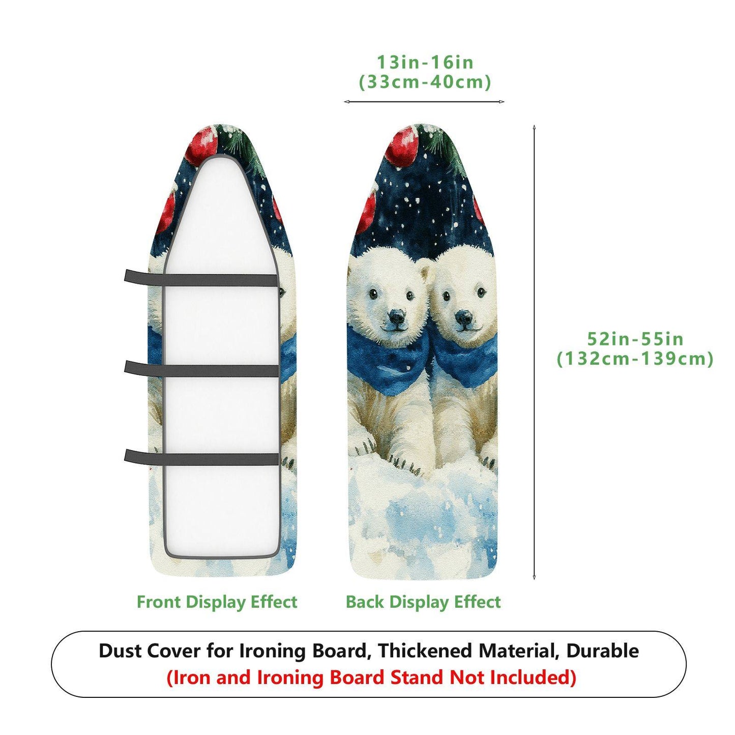 1-Piece Polar Bear Christmas Snow  Ironing Board Cover, Universal Size, Without Board