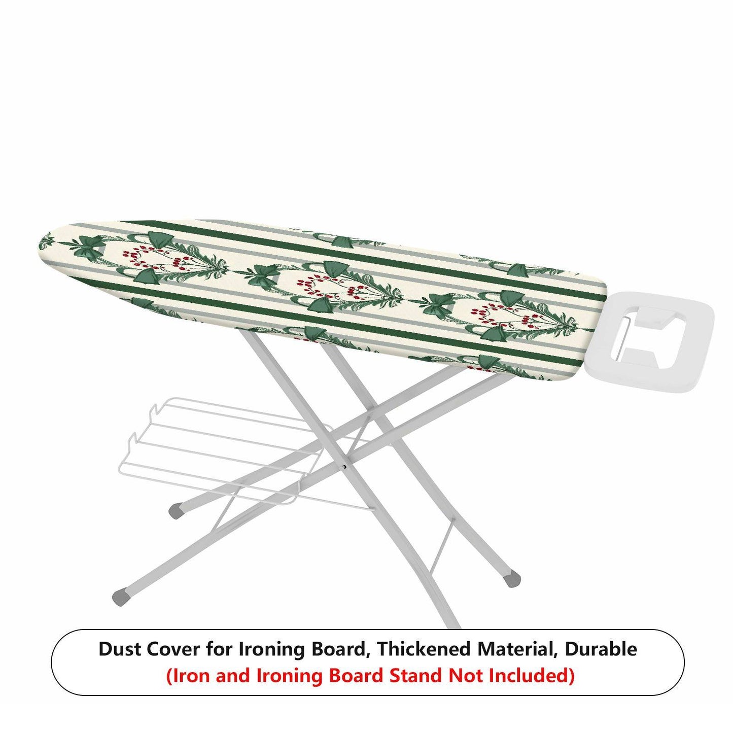 1-Piece Christmas Green Bow Stripe  Ironing Board Cover, Universal Size, Without Board