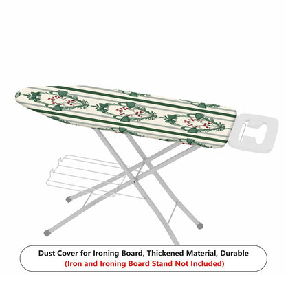 1-Piece Christmas Green Bow Stripe  Ironing Board Cover, Universal Size, Without Board