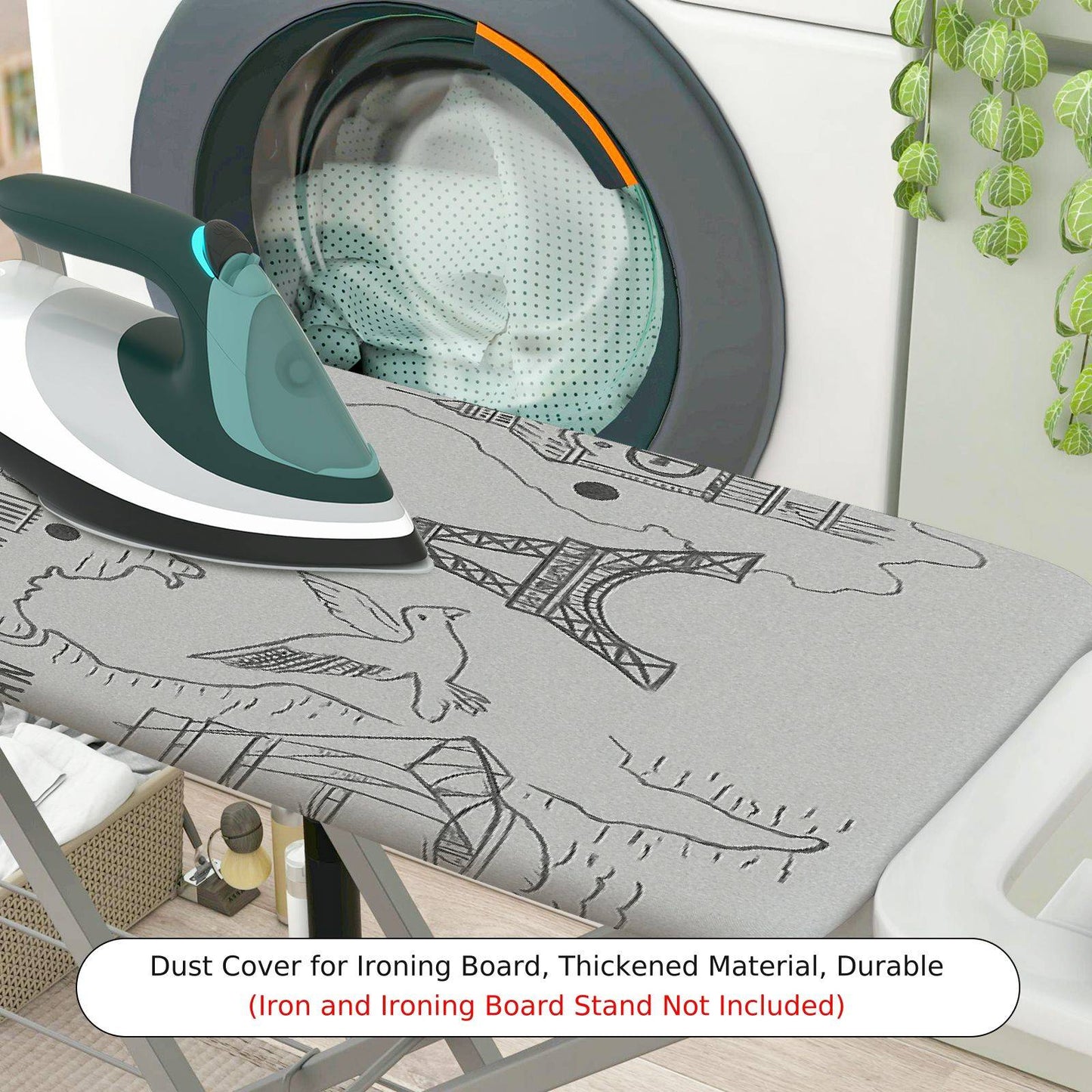 1-Piece World Architectural Travel Iconic  Ironing Board Cover, Universal Size, Without Board