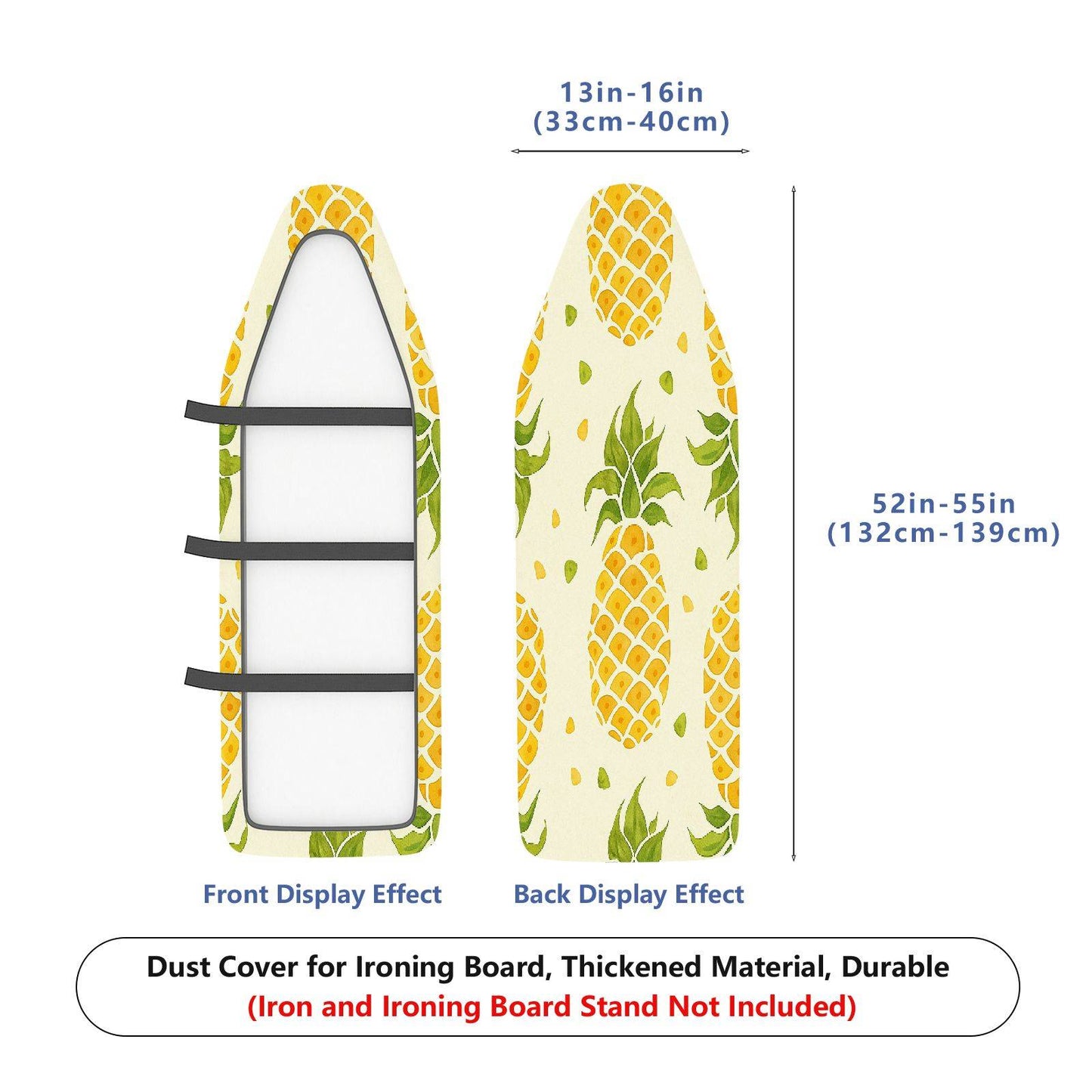 1-Piece Pineapple Pattern Yellow Green Fruit Theme  Ironing Board Cover, Universal Size, Without Board