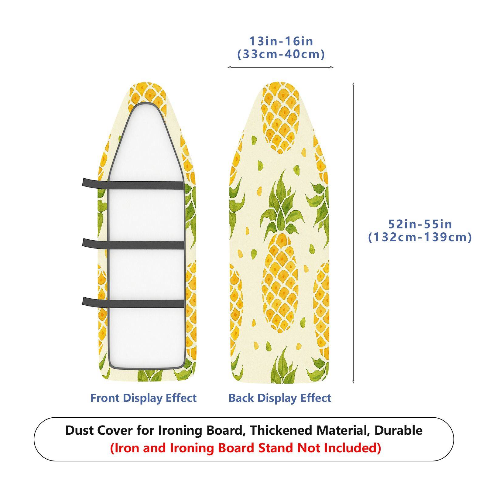 1-Piece Pineapple Pattern Yellow Green Fruit Theme  Ironing Board Cover, Universal Size, Without Board