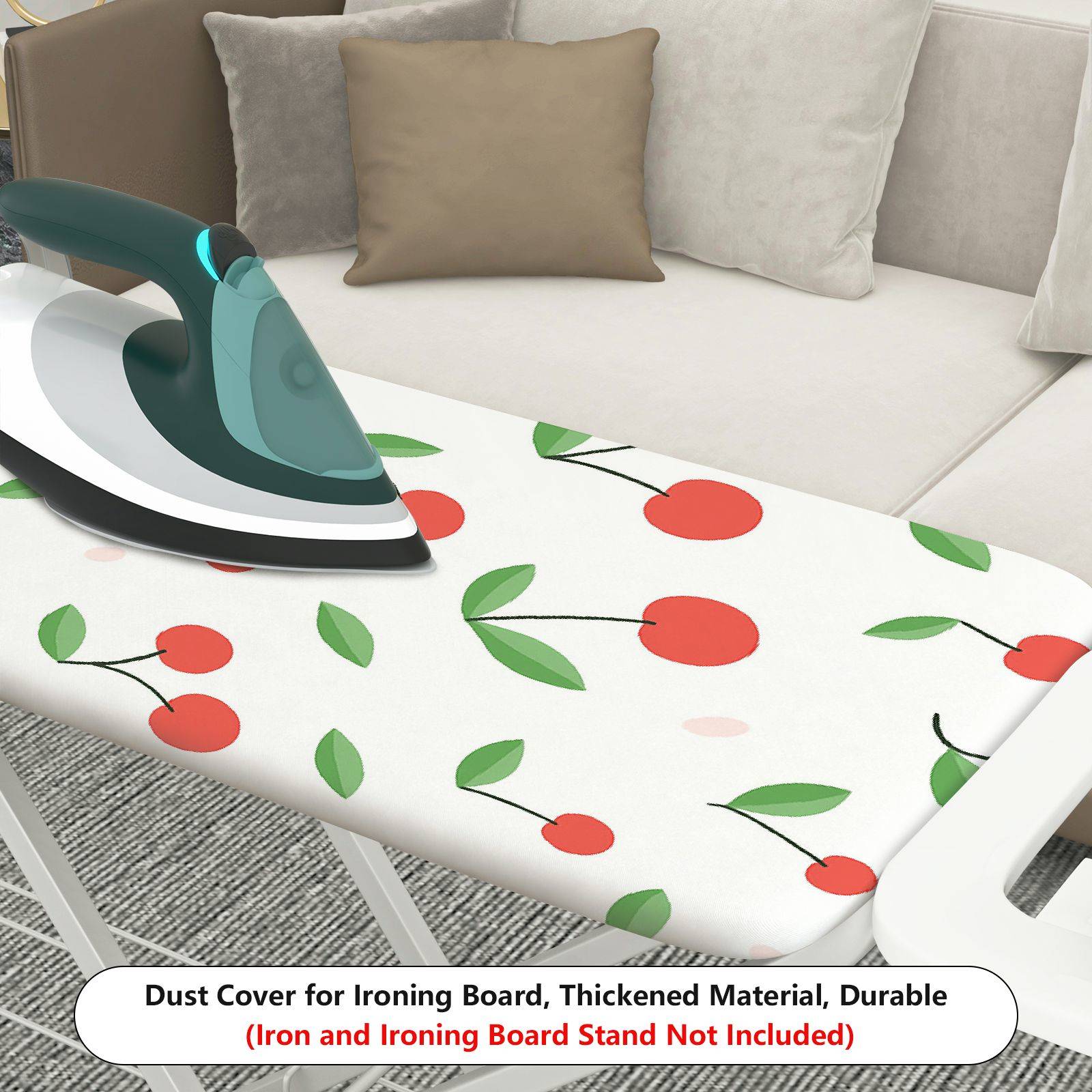 1-Piece Cherry Pattern Fruit Design Green Leaf  Ironing Board Cover, Universal Size, Without Board