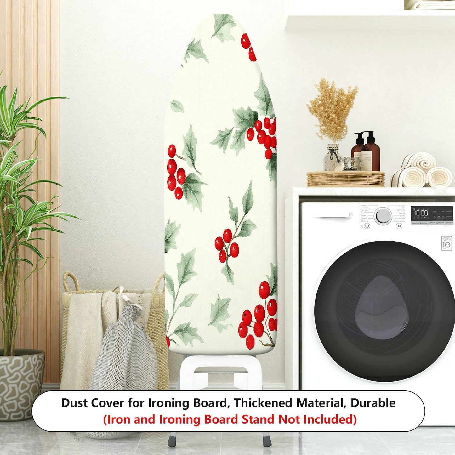 1-Piece Christmas Berry Leaves Holly  Ironing Board Cover, Universal Size, Without Board