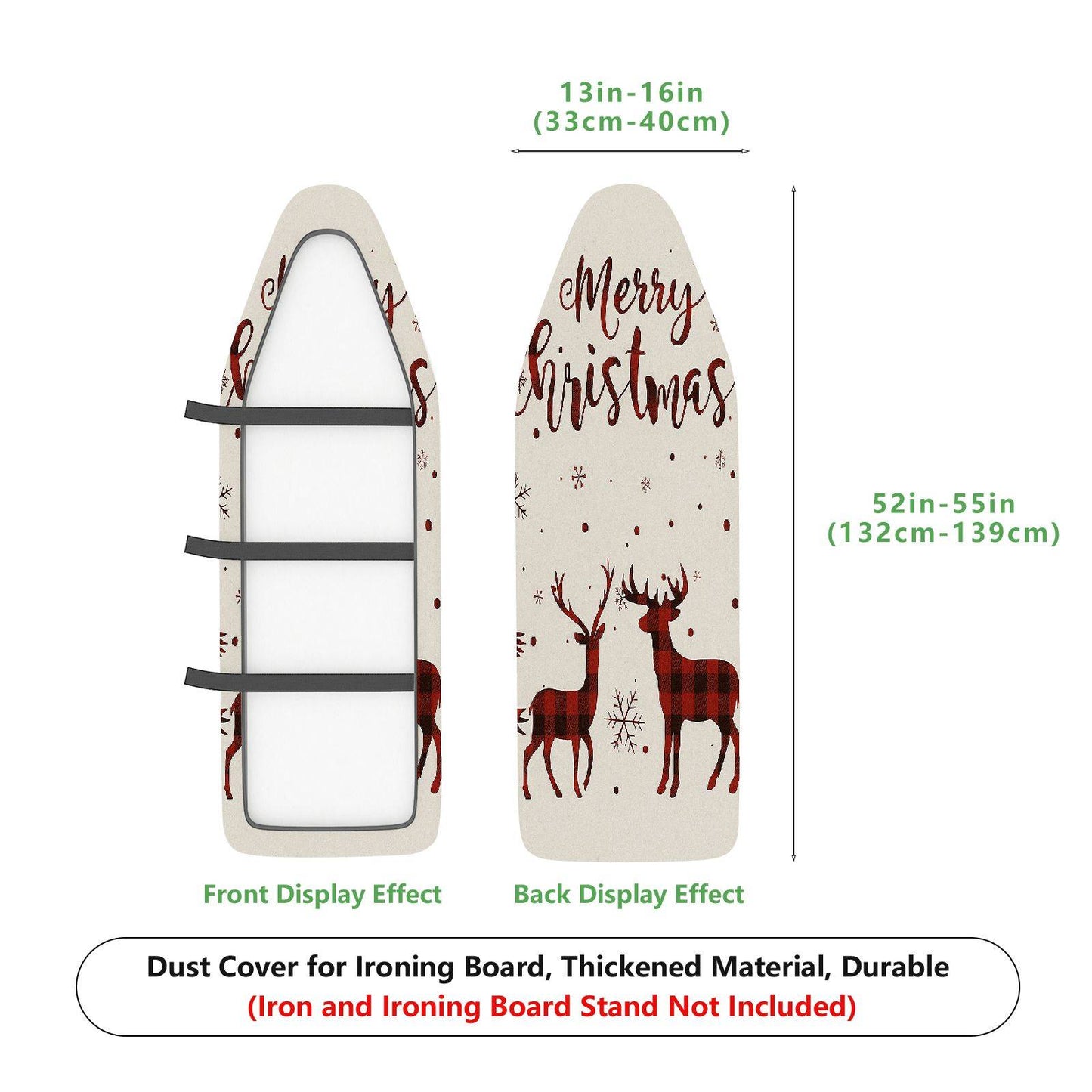 1-Piece Christmas Reindeer Snowflakes  Ironing Board Cover, Universal Size, Without Board