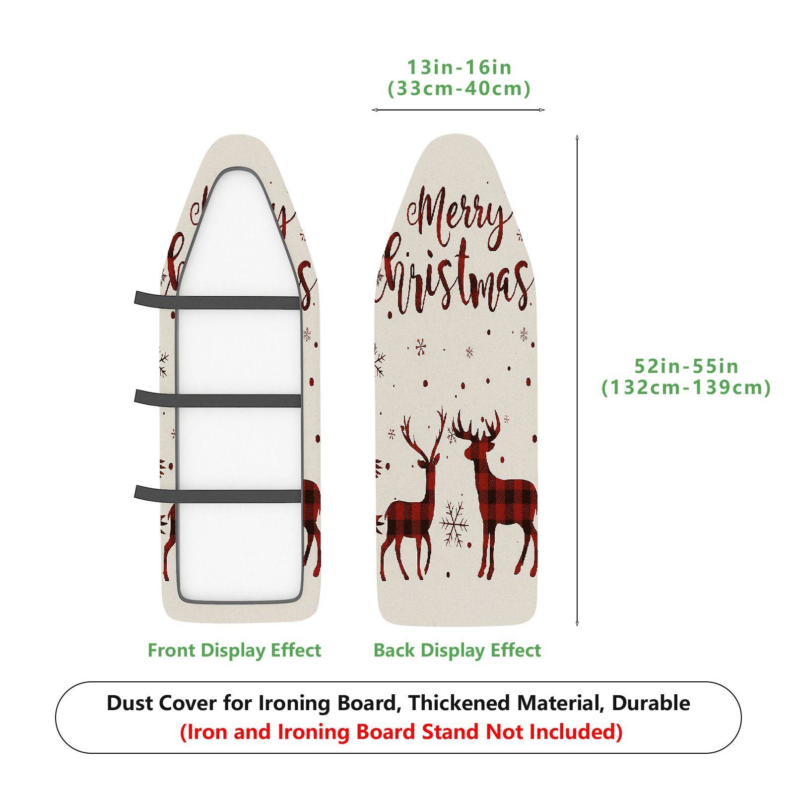 1-Piece Christmas Reindeer Snowflakes  Ironing Board Cover, Universal Size, Without Board