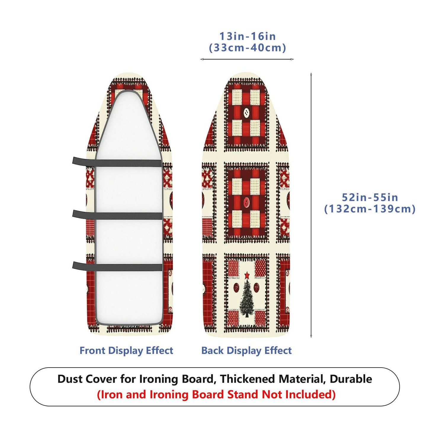 1-Piece Christmas Tree Button Heart  Ironing Board Cover, Universal Size, Without Board