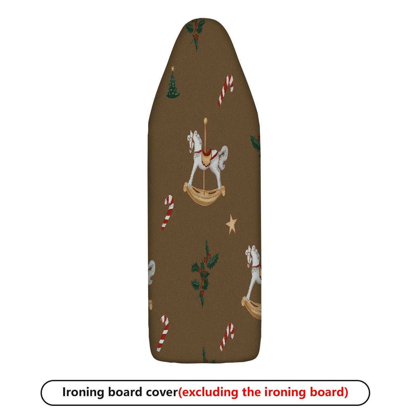 1-Piece Christmas Rocking Horse Holly  Ironing Board Cover, Universal Size, Without Board