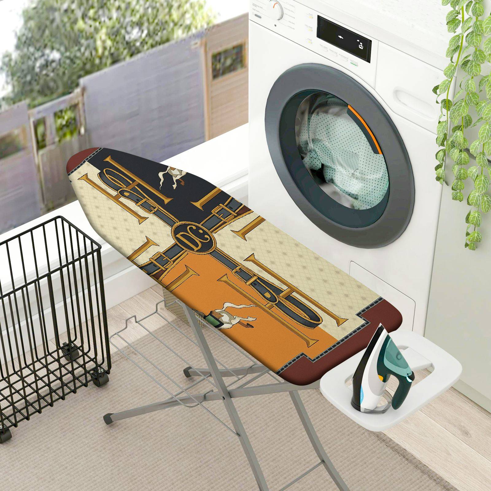 1-Piece Abstract Geometric Vintage  Ironing Board Cover, Universal Size, Without Board