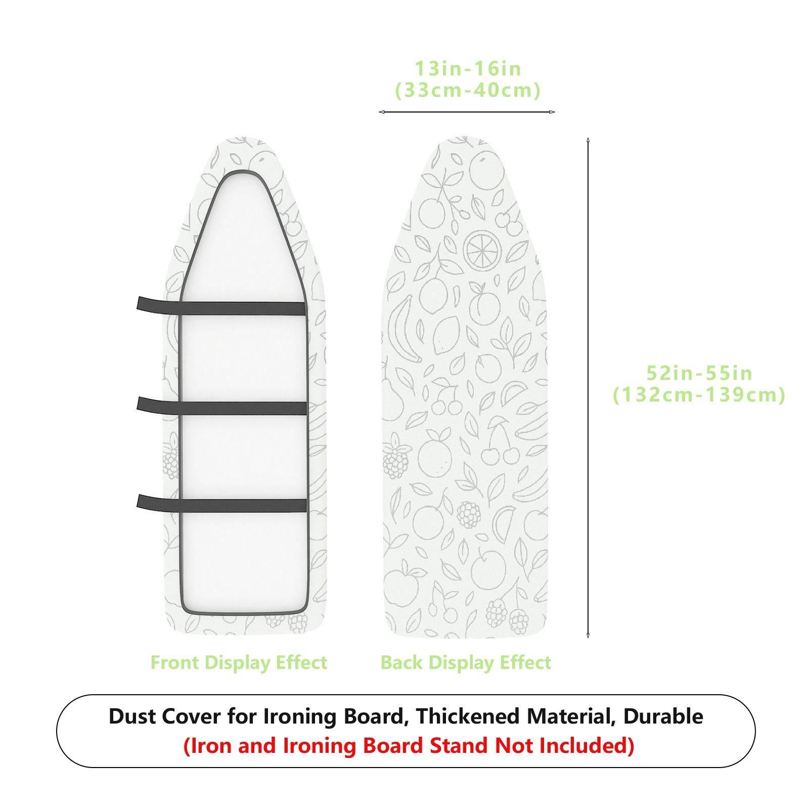 1-Piece Fruit Pattern Leaf Design White  Ironing Board Cover, Universal Size, Without Board