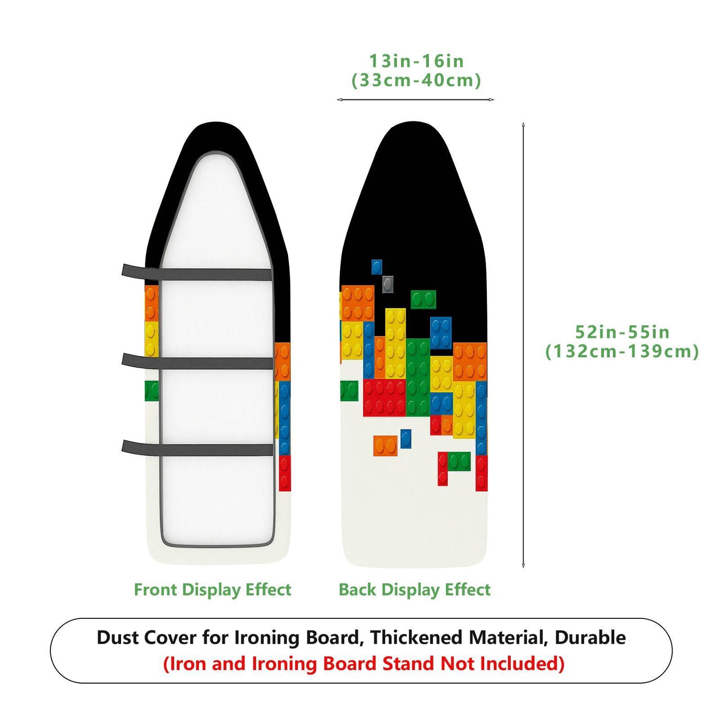 1-Piece Colorful Blocks Pattern Fun Vibrant  Ironing Board Cover, Universal Size, Without Board