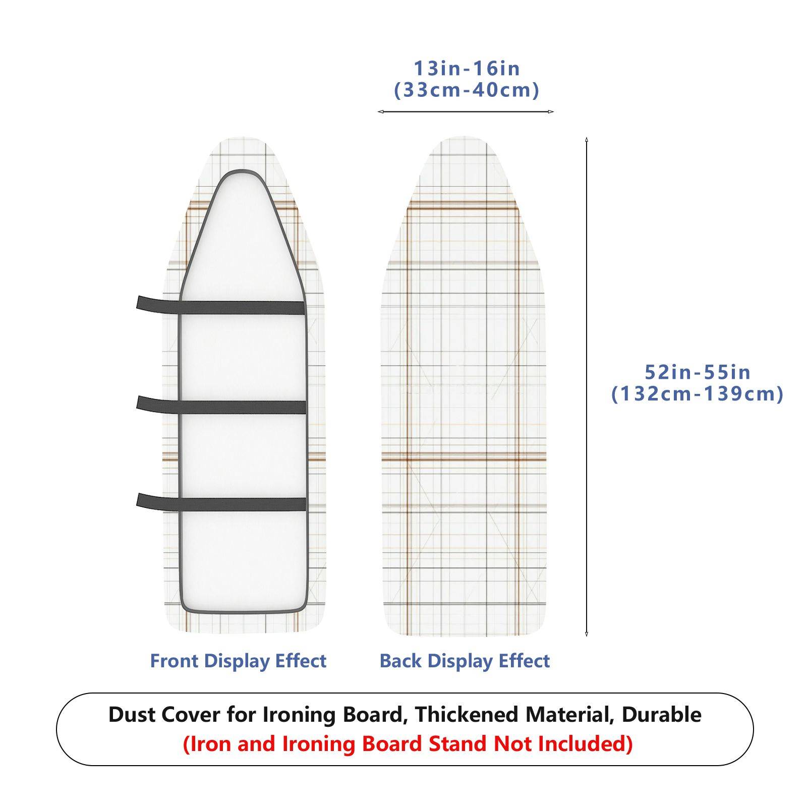 1-Piece Plaid Grid Pattern White Theme  Ironing Board Cover, Universal Size, Without Board