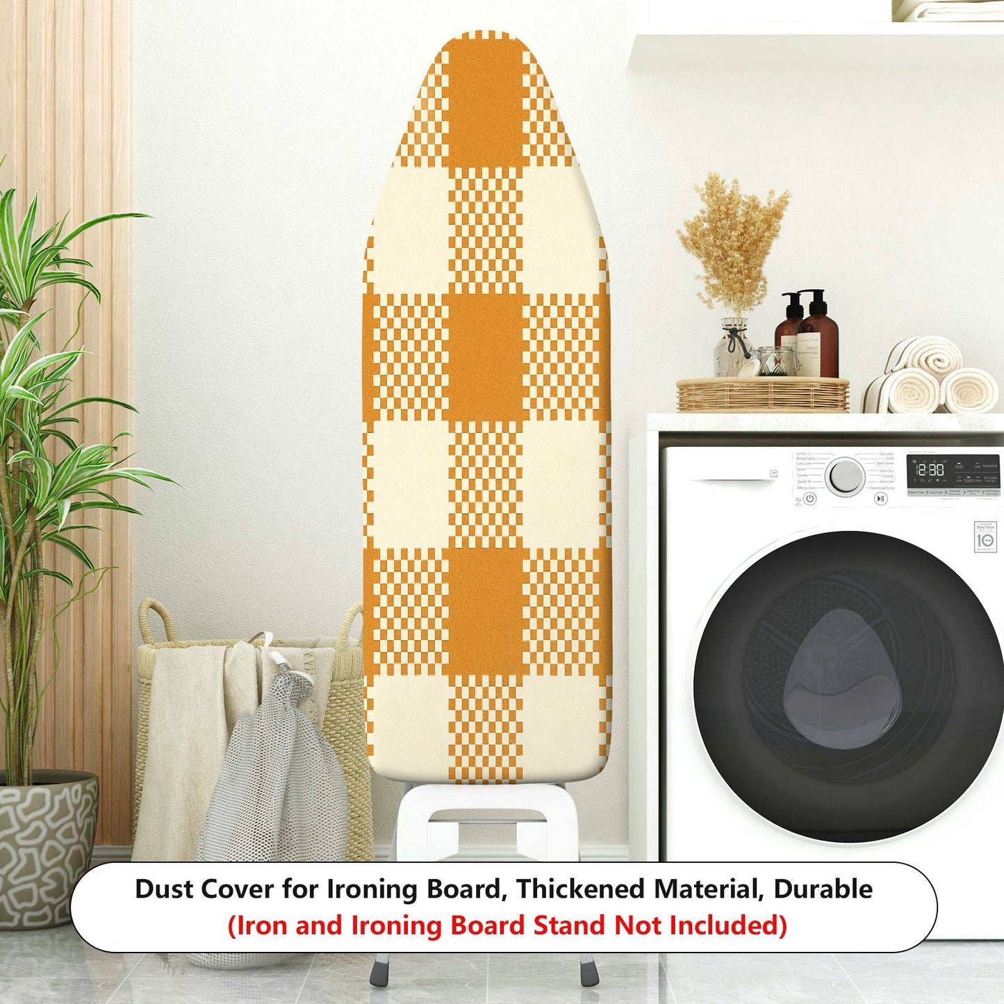 1-Piece Plaid Checker Yellow  Ironing Board Cover, Universal Size, Without Board