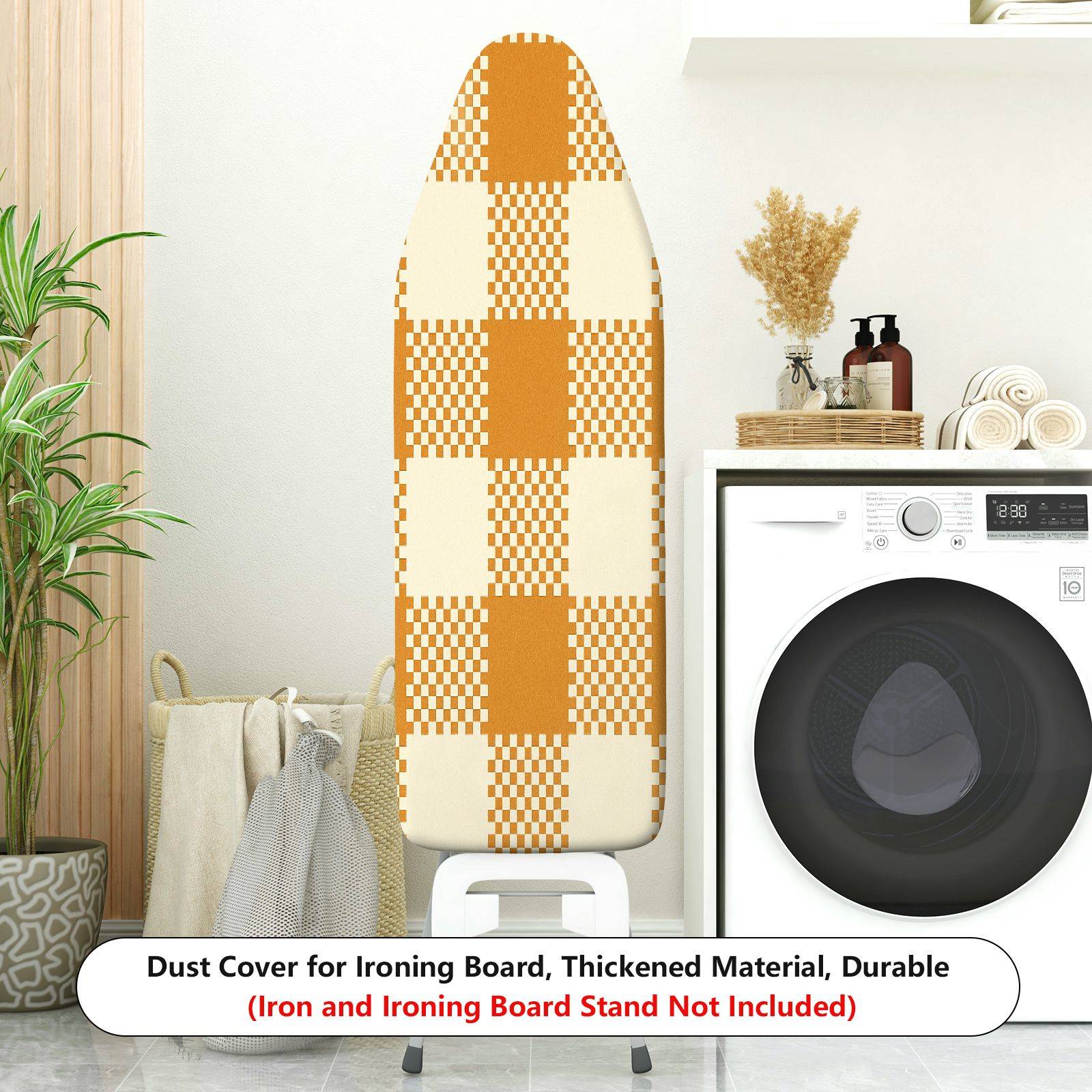 1-Piece Plaid Checker Yellow  Ironing Board Cover, Universal Size, Without Board