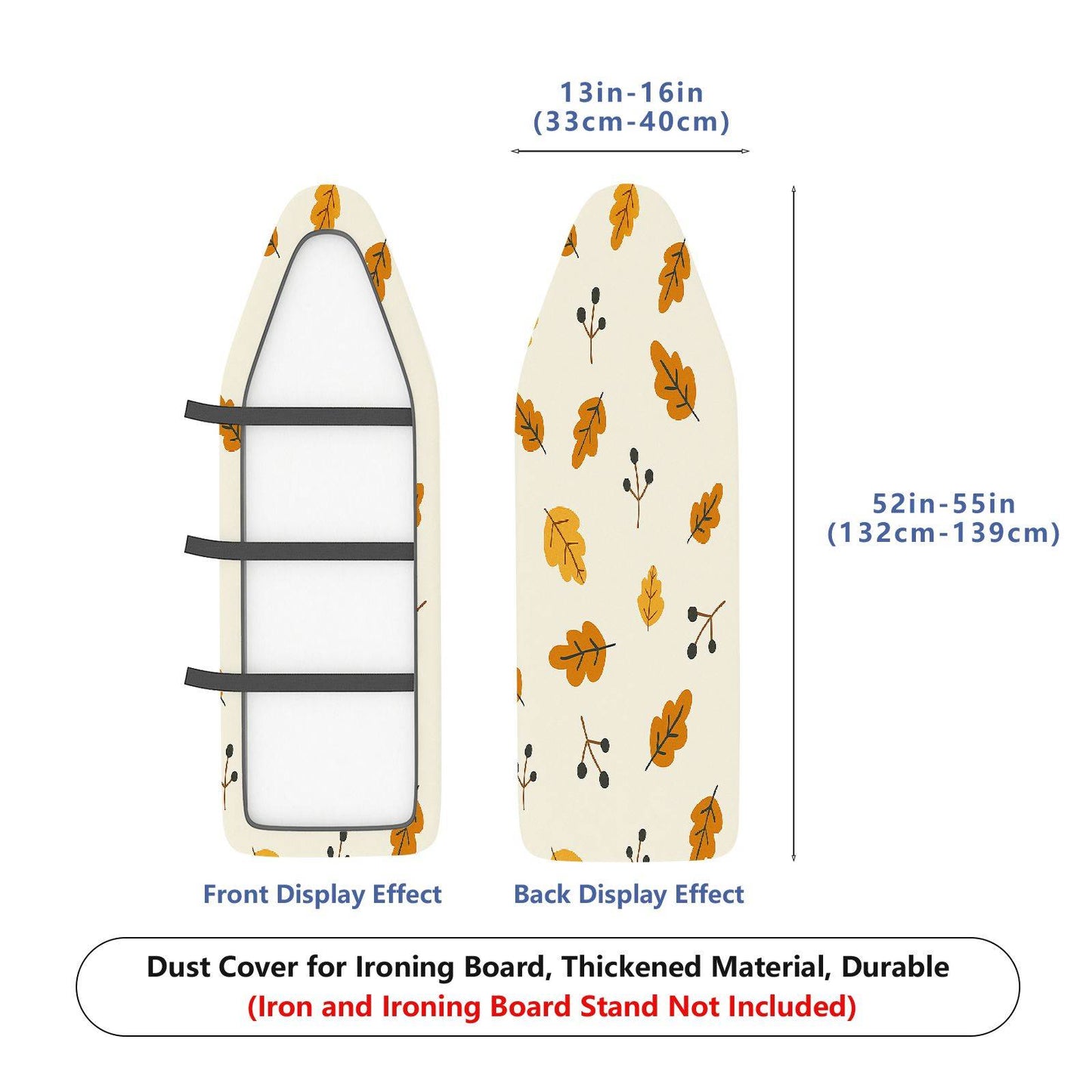1-Piece Autumn Leaves Pattern Beige  Ironing Board Cover, Universal Size, Without Board
