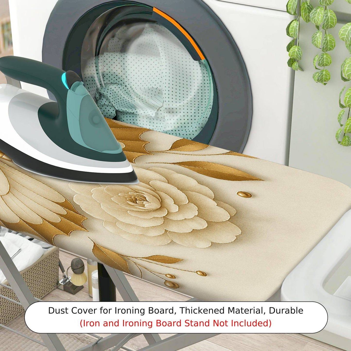 1-Piece Butterfly Floral Beige  Ironing Board Cover, Universal Size, Without Board