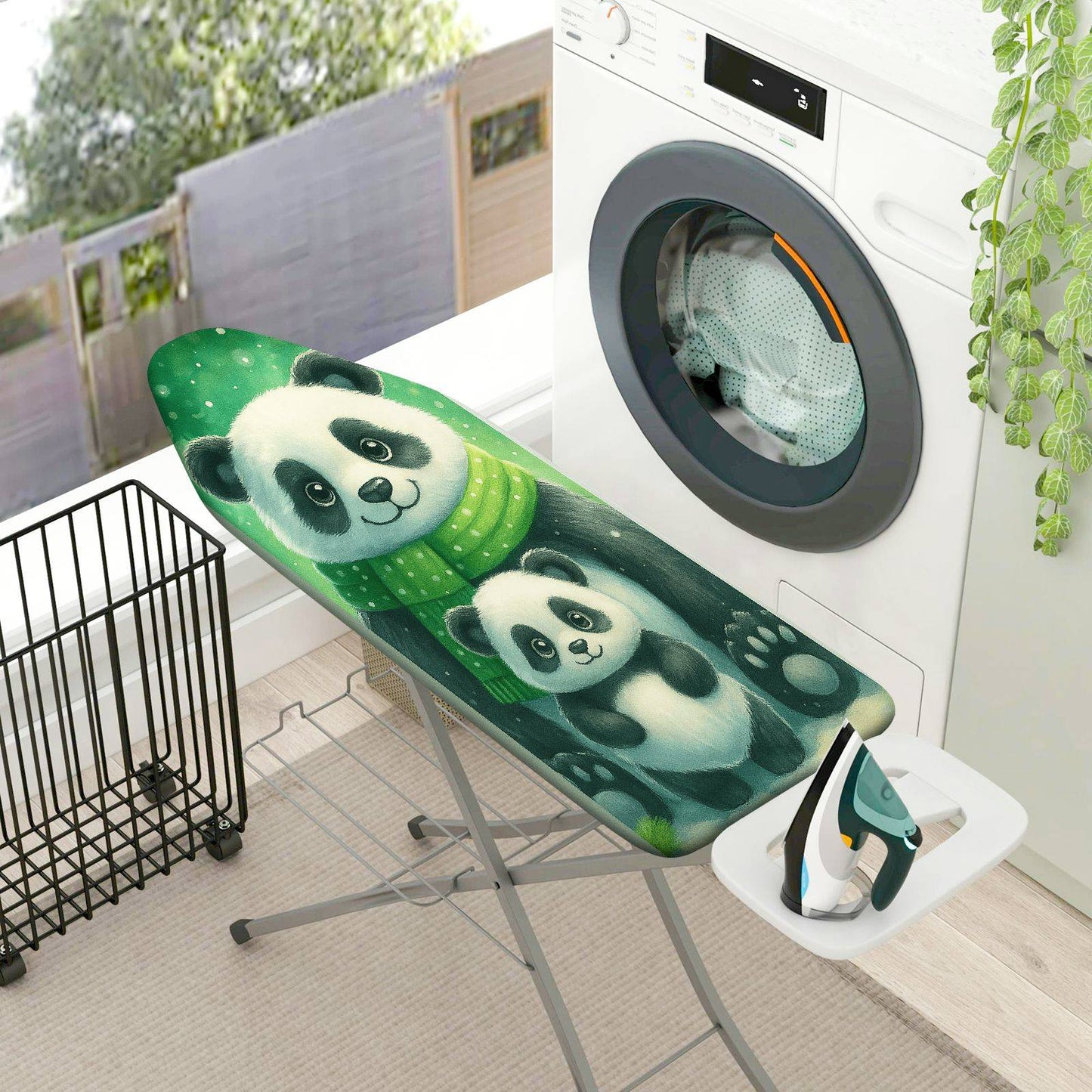 1-Piece Panda Green Cute  Ironing Board Cover, Universal Size, Without Board
