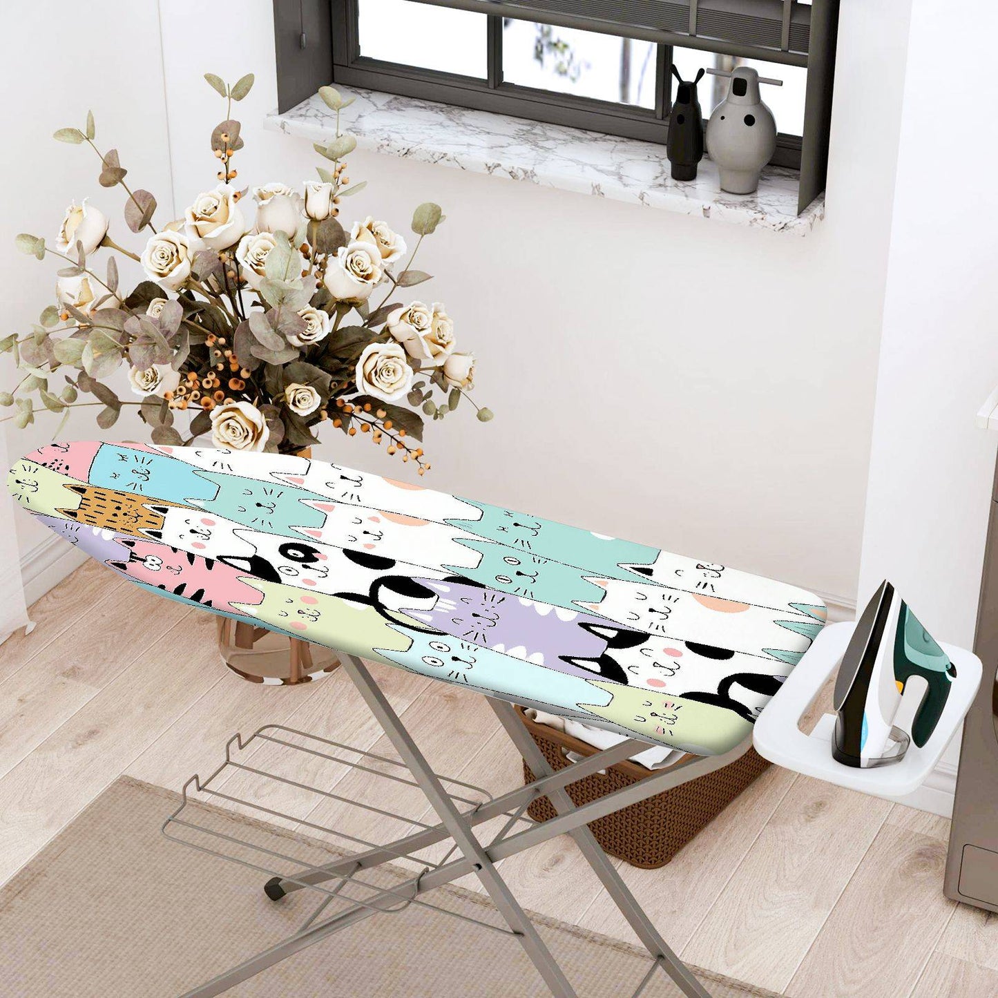 1-Piece Cute Cat Pattern Multicolor Fun  Ironing Board Cover, Universal Size, Without Board