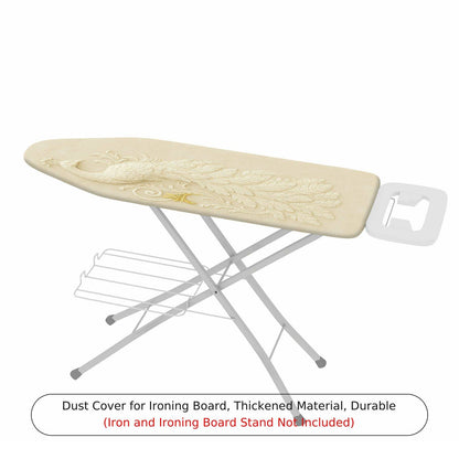 1-Piece Peacock Feather Elegant Beige  Ironing Board Cover, Universal Size, Without Board