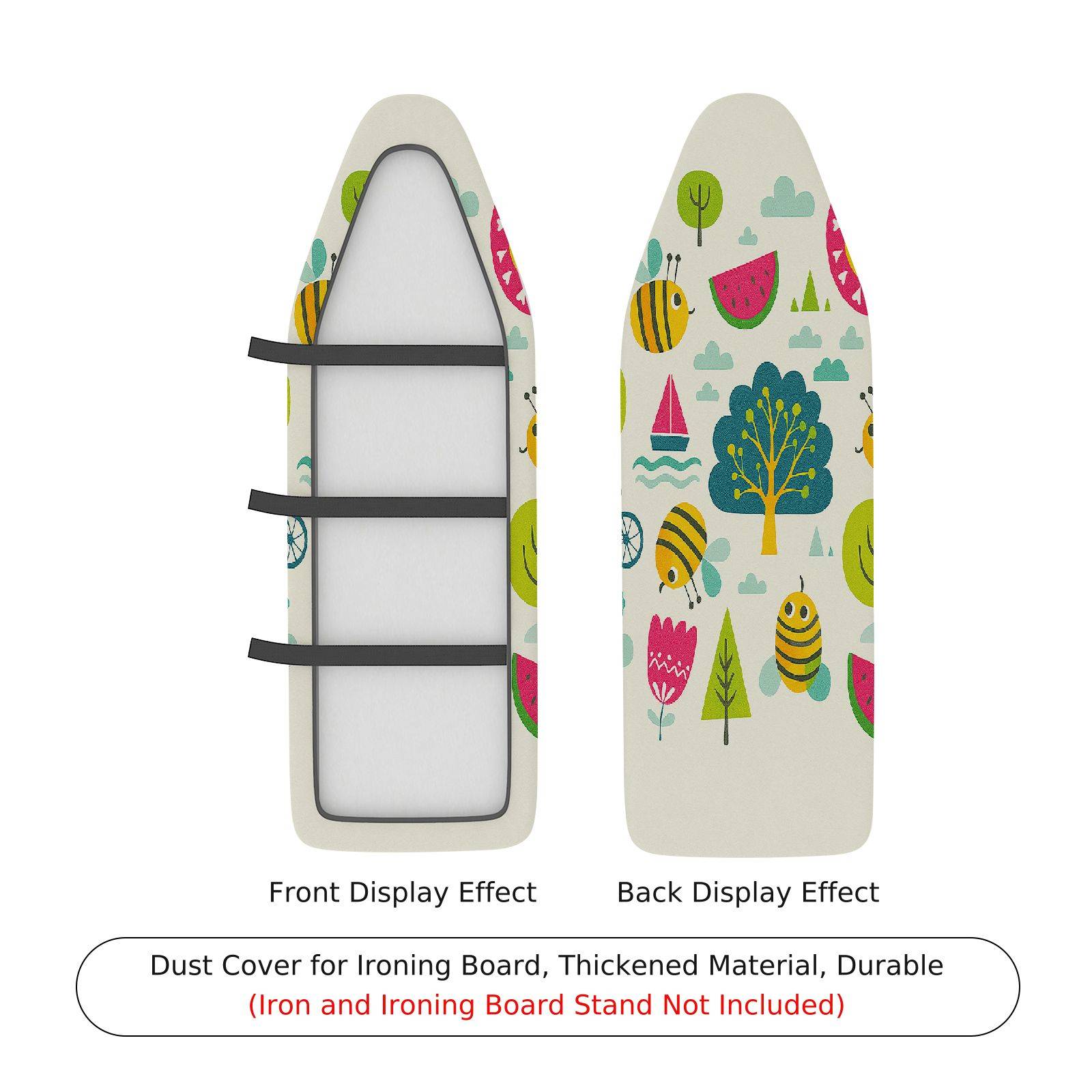 1-Piece Bee Tree Fruit  Ironing Board Cover, Universal Size, Without Board