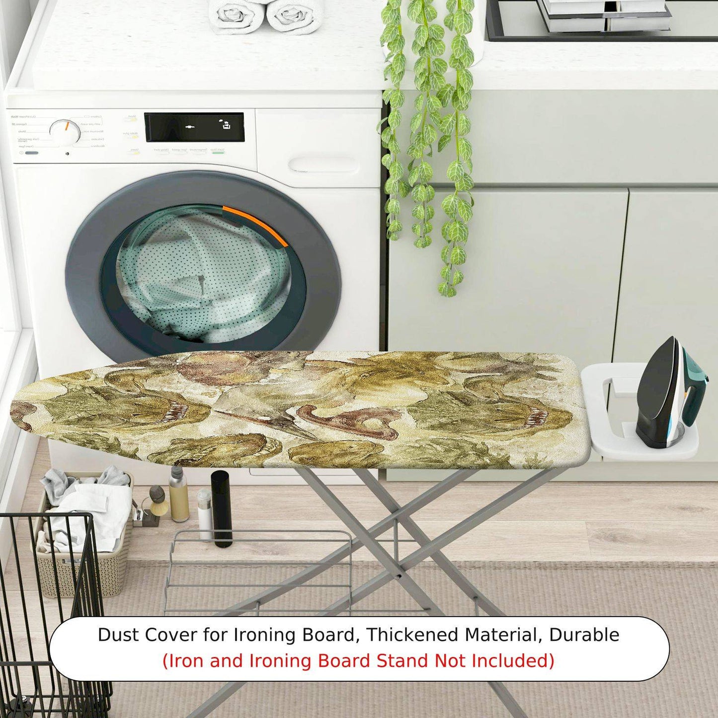 1-Piece Dinosaur Fossil Pattern Beige Verdant  Ironing Board Cover, Universal Size, Without Board