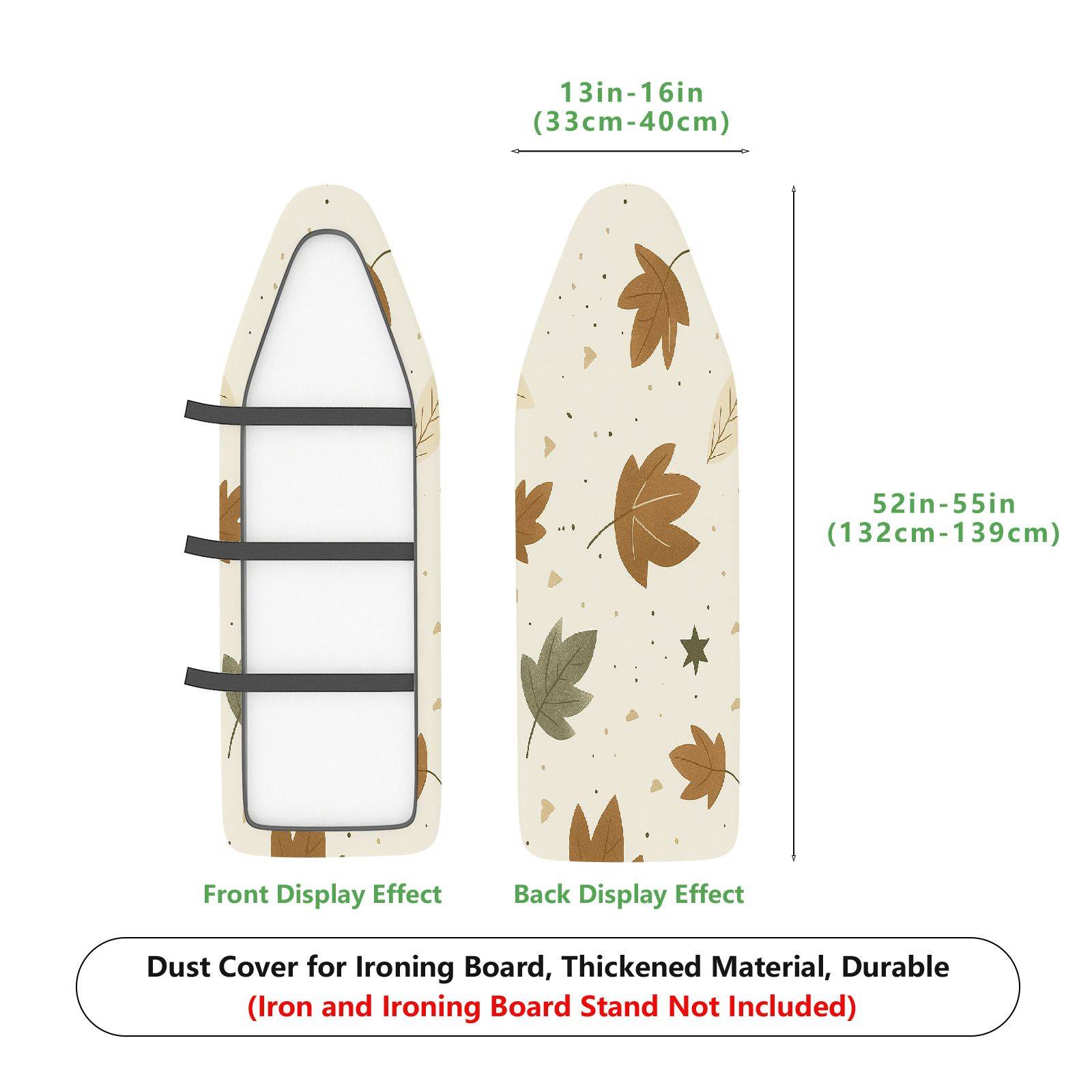 1-Piece Leaf Pattern Autumn Beige  Ironing Board Cover, Universal Size, Without Board