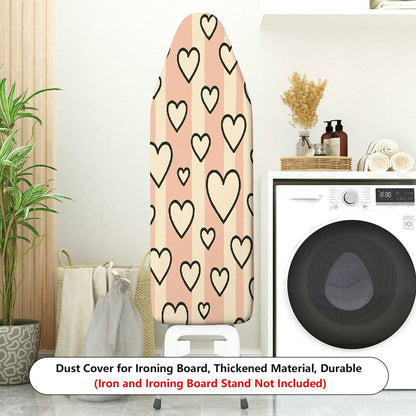 1-Piece Heart Pattern Pink Beige Striped  Ironing Board Cover, Universal Size, Without Board