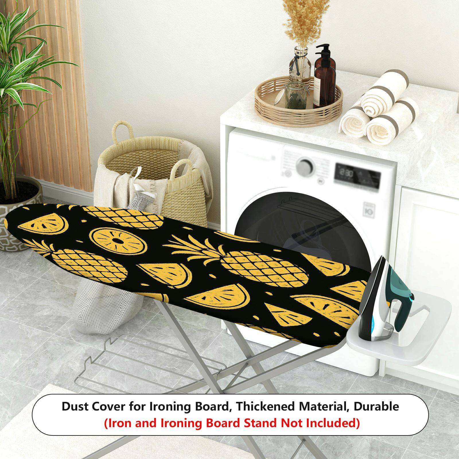 1-Piece Pineapple Fruit Pattern Black  Ironing Board Cover, Universal Size, Without Board
