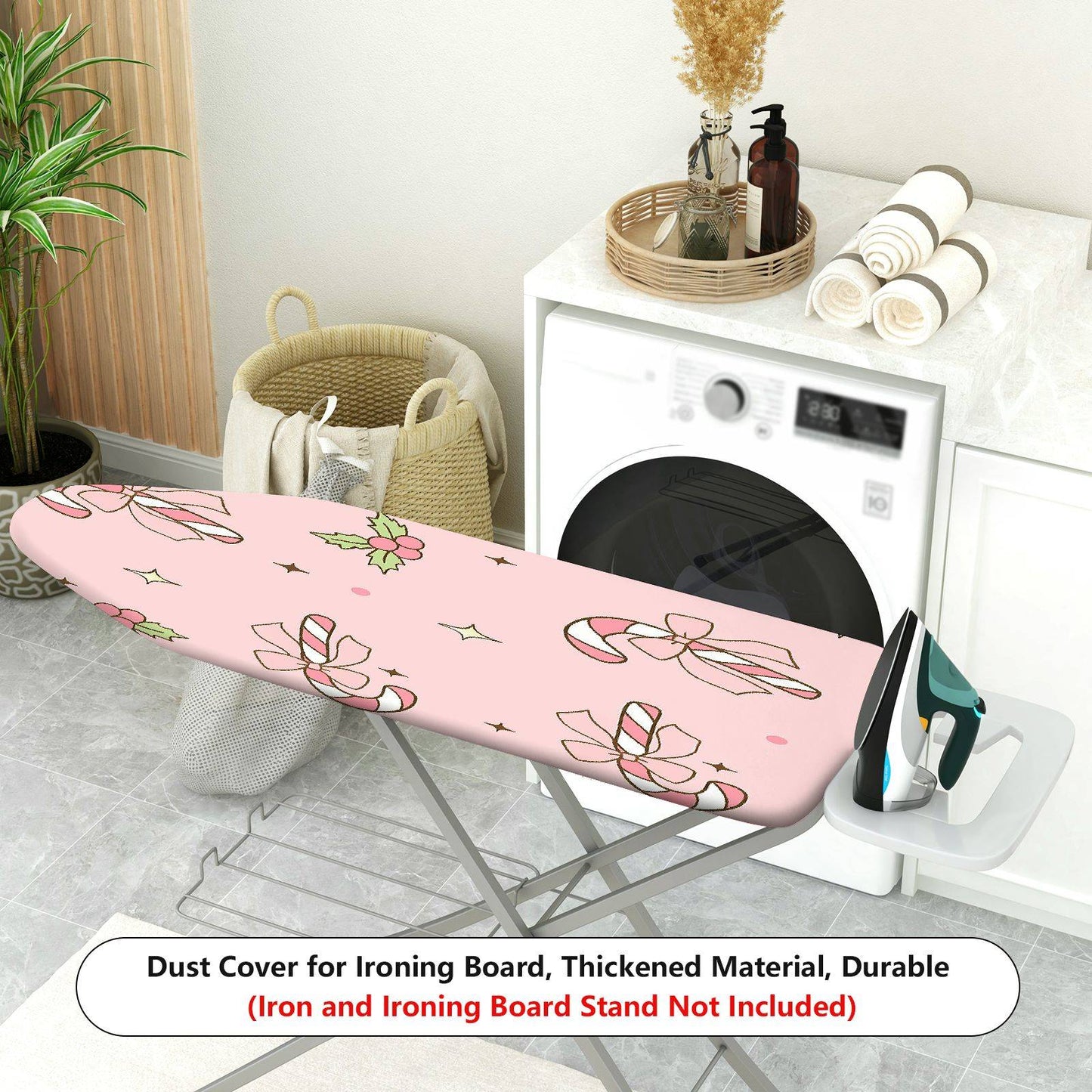 1-Piece Christmas Candy Bow Holly  Ironing Board Cover, Universal Size, Without Board